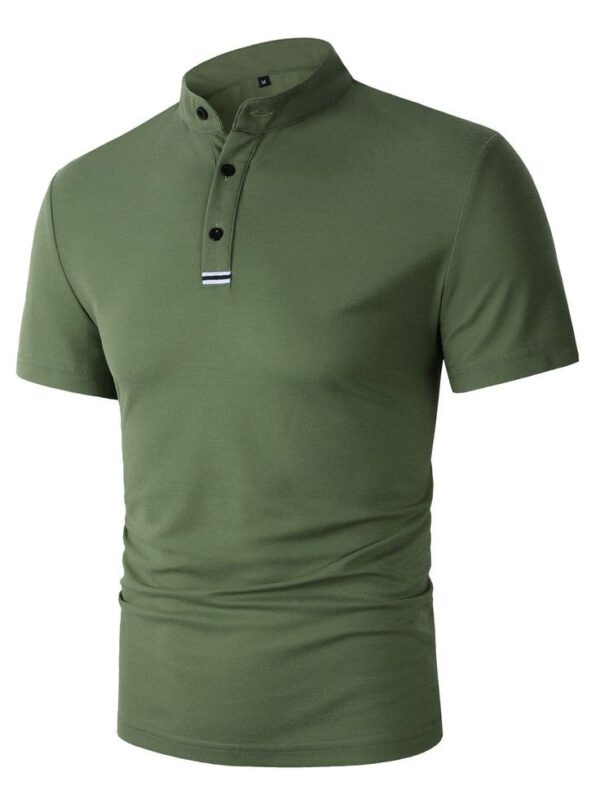 Mens Formal Shirts Casual Round Neck Short Sleeved T-shirt Polos - Grey