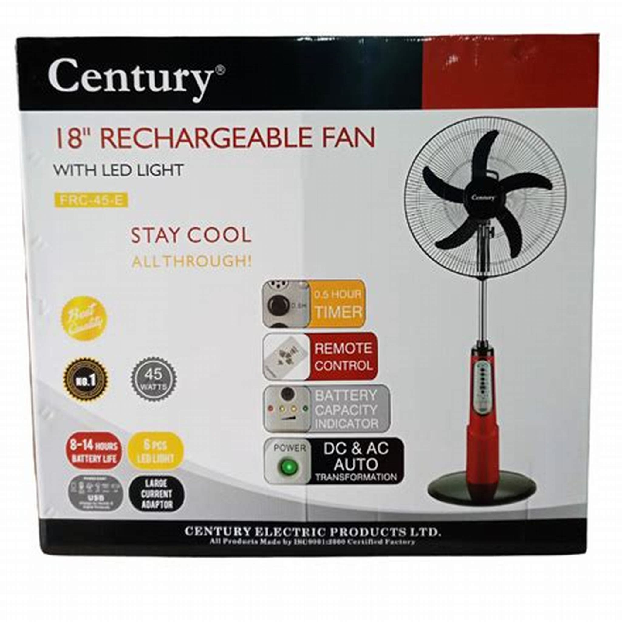 CENTURY 18′ RECHARGEABLE FAN