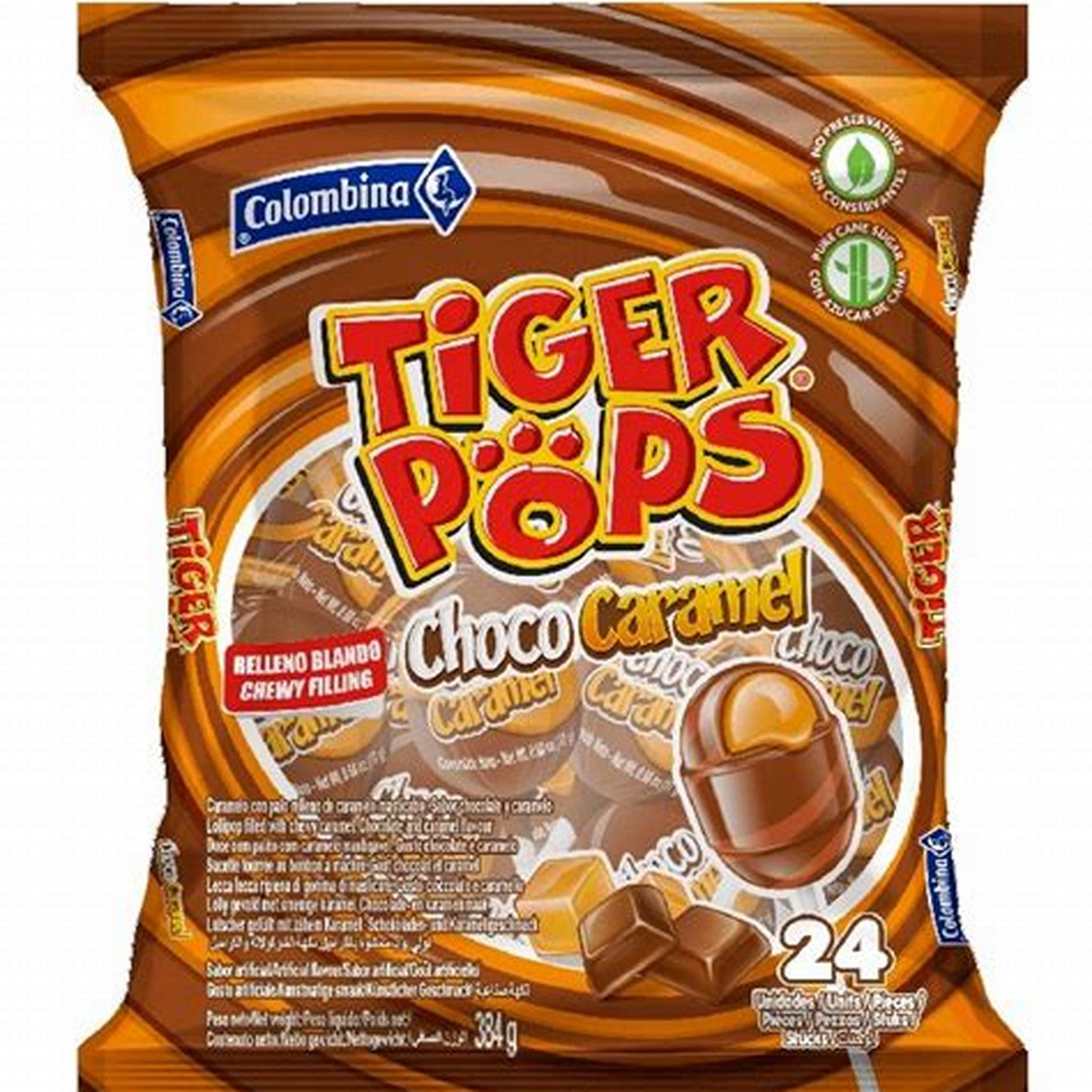 COLOMBINA TIGER POPS CHOCO CARAMEL