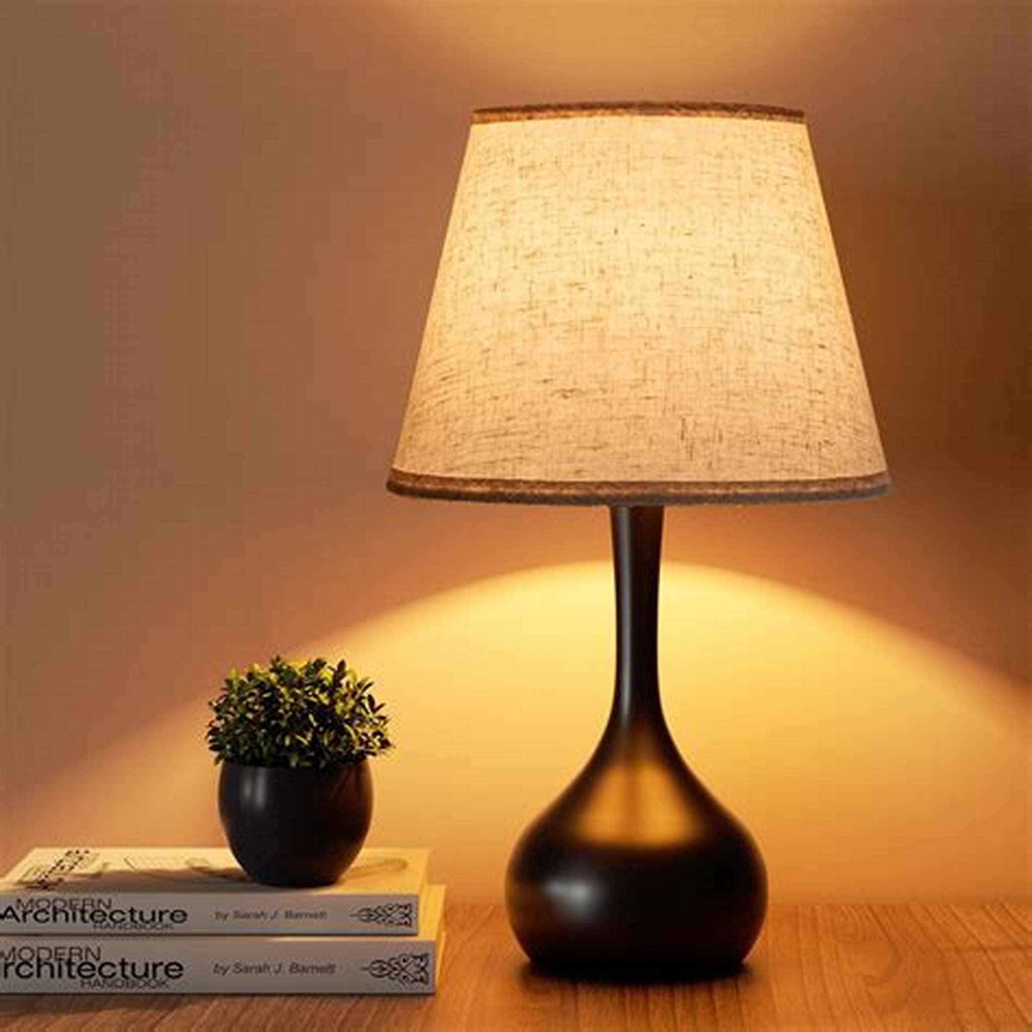 BED SIDE LAMP BROWN & WHITE